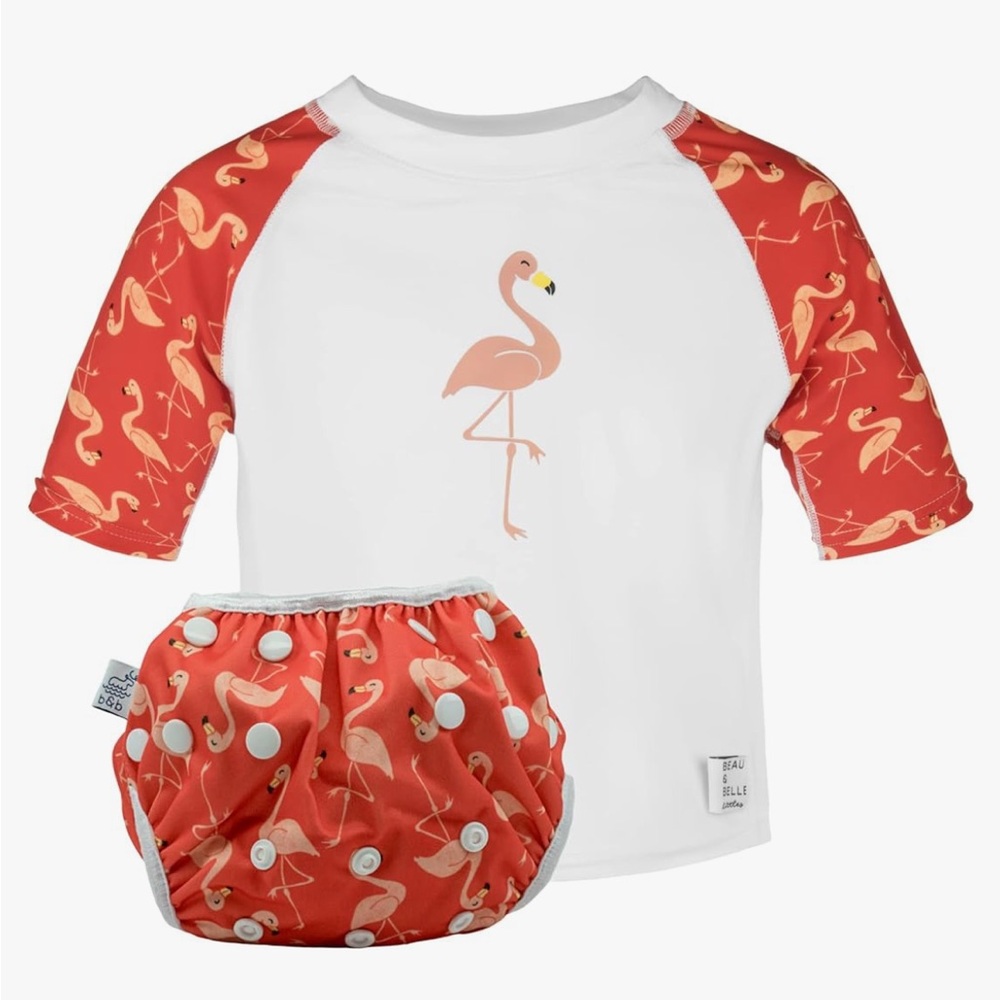 Beau & Belle Littles Swim Diaper and Rashguard Set Size 12 Months